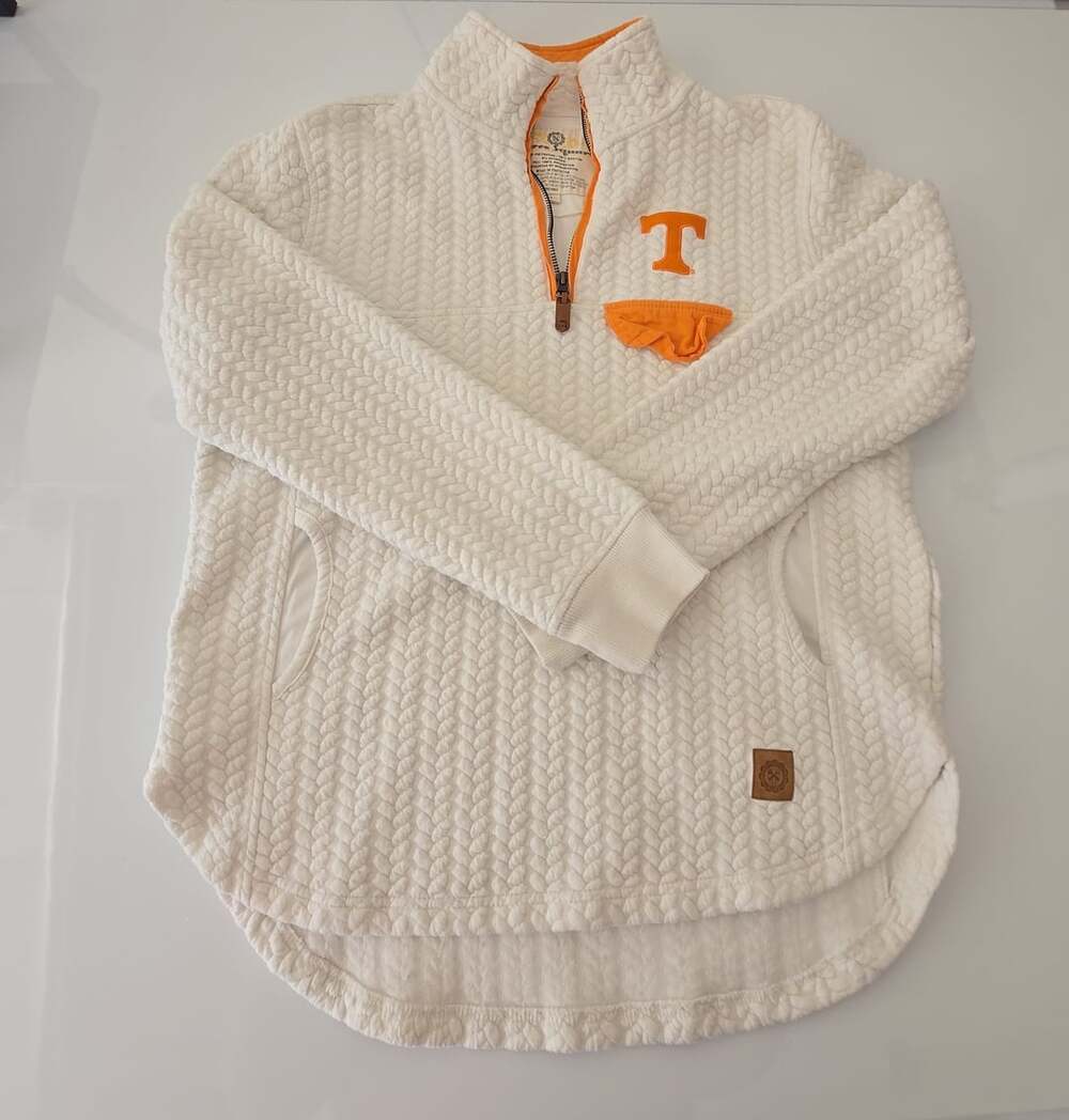 Three Square Tennessee Volunteers 1/4 Zip Pullover Size S White